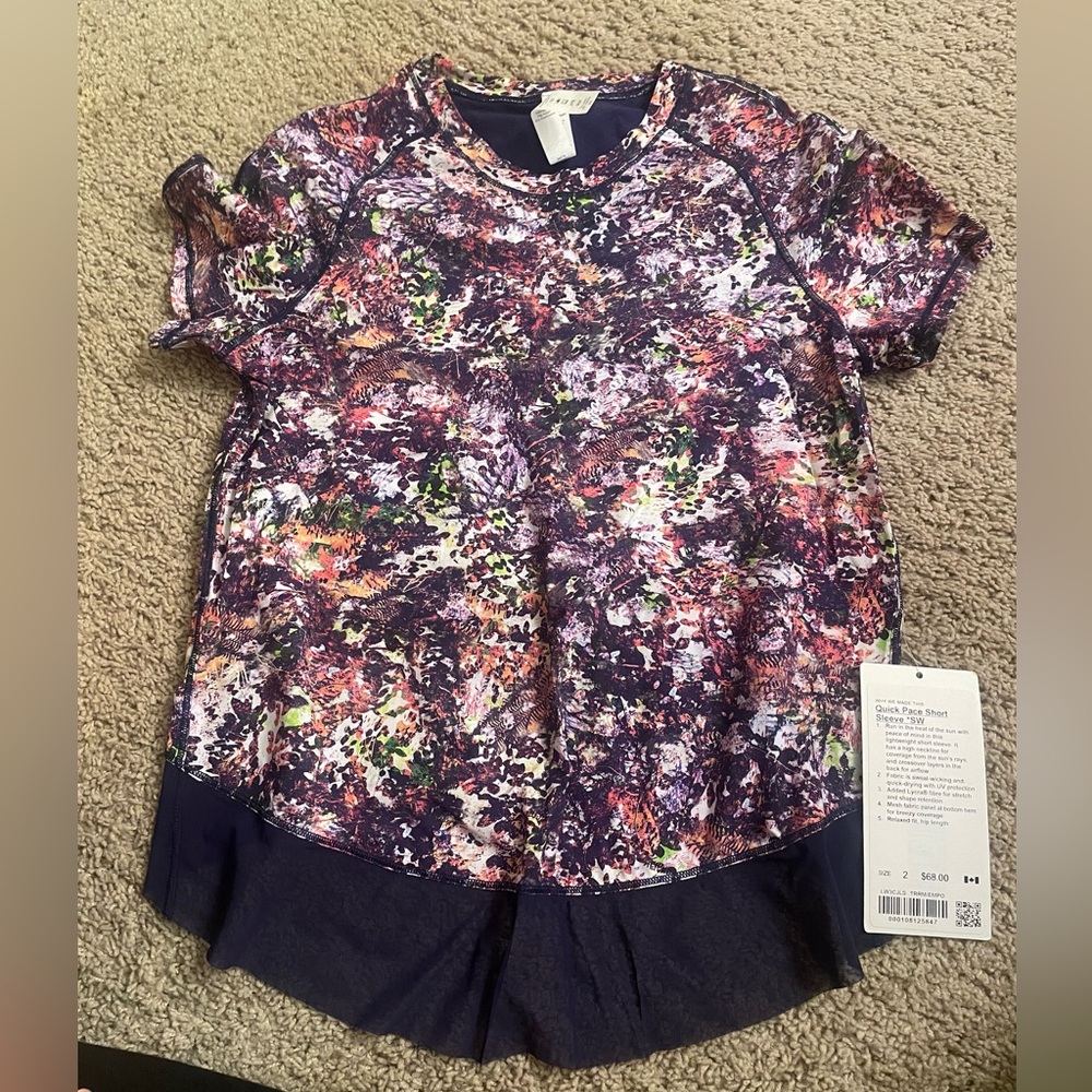 Lululemon Quick Pace Short Sleeve - Seawheeze size 2